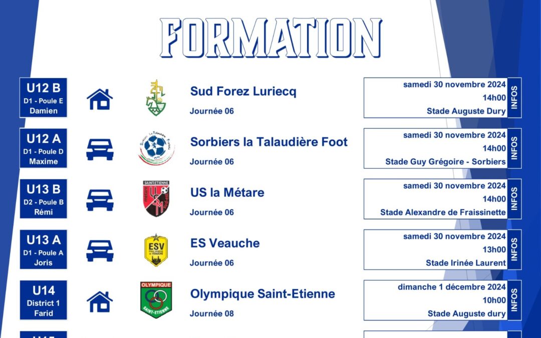 Agenda du Weekend Formation (U12 à U17)