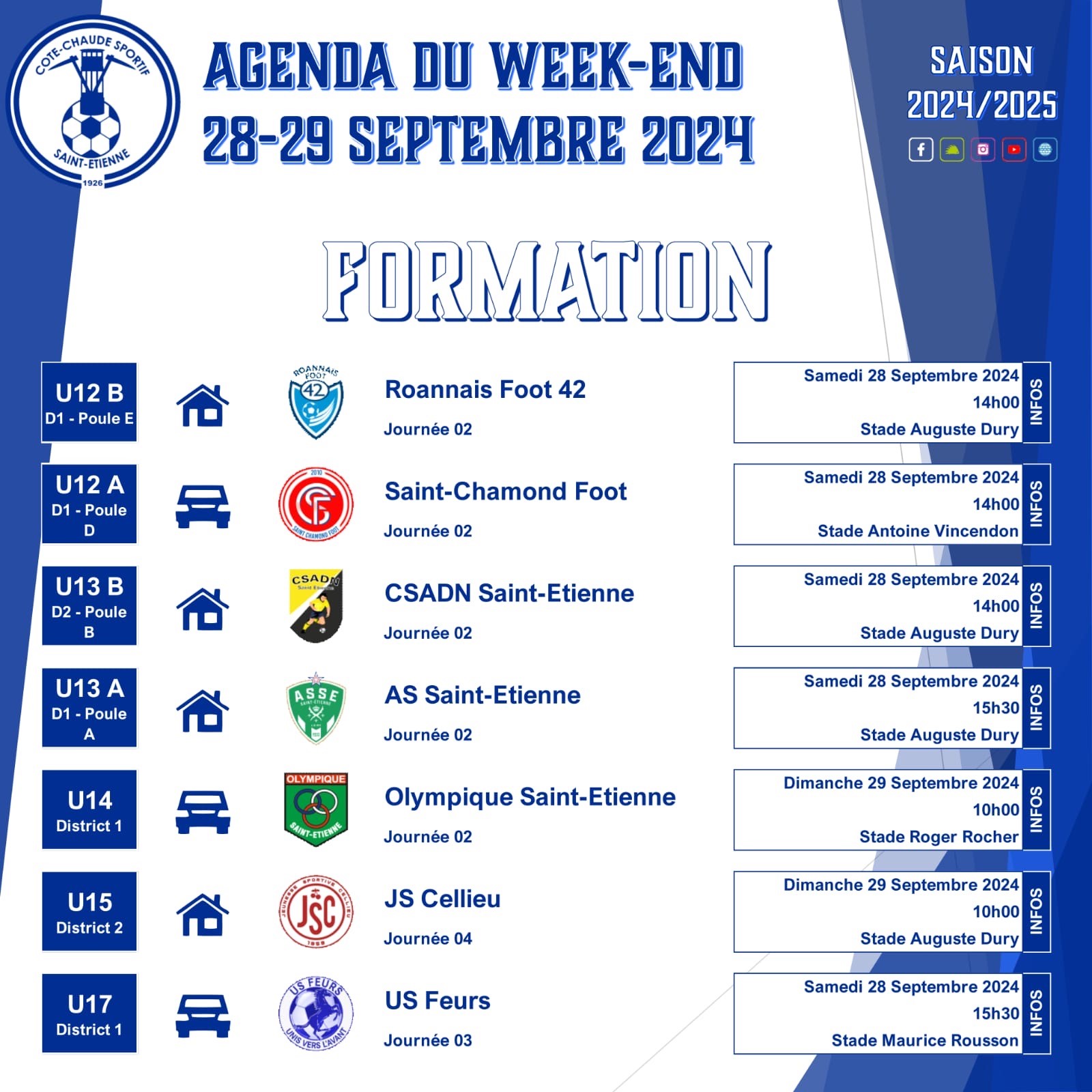 Agenda du Weekend Formation (U12 à U17)